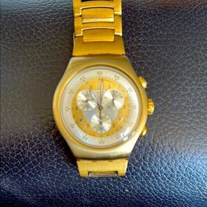 Gold Swatch Chronograph Watch